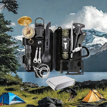 Camping Överlevnadskit 14-i-1 med Magnesiumstav och Tändstål