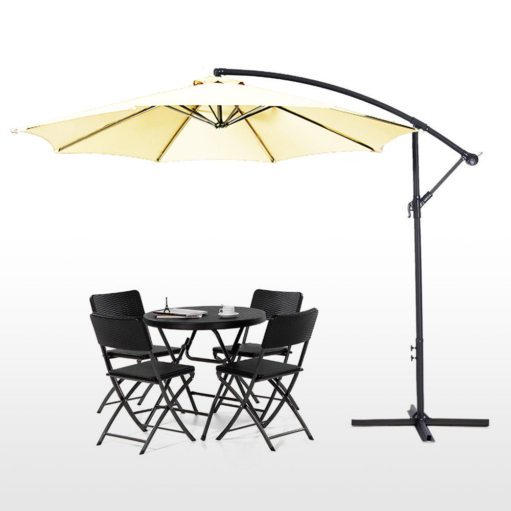 Hängande parasoll med stativ 2,7 m – Cream