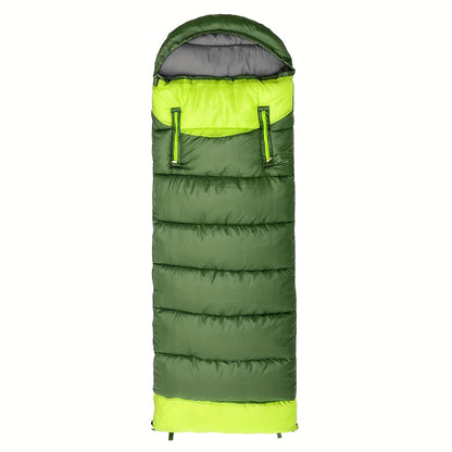 Sovsäck för camping och vandring lätt och varm i grön polyesterfiber