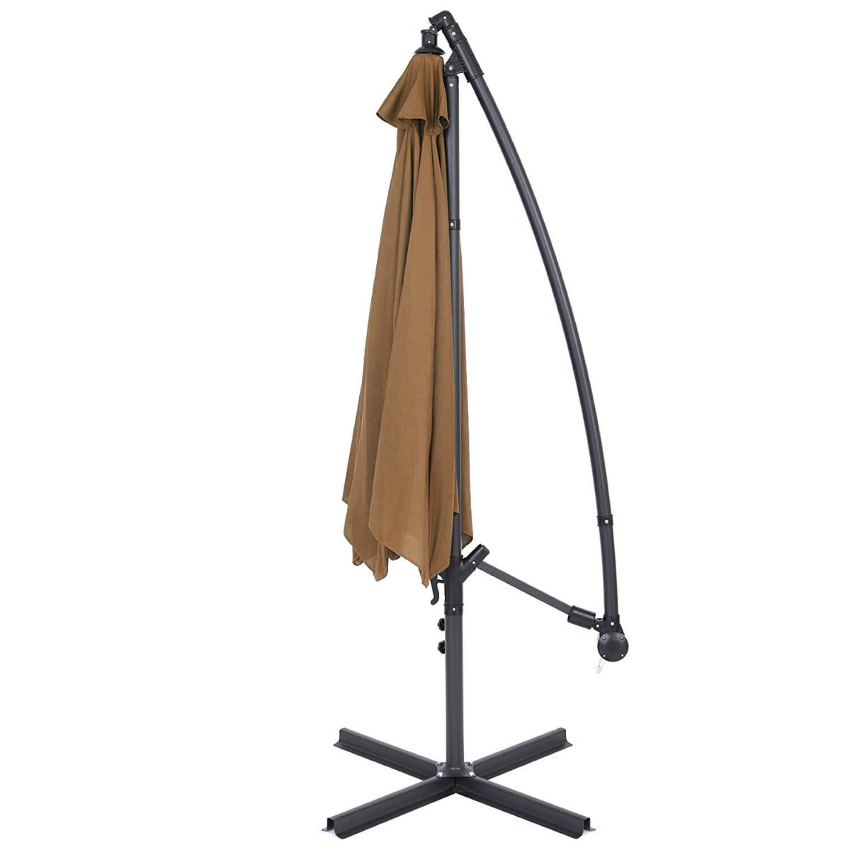Hängande parasoll 2,7 m Khaki med stativ-2