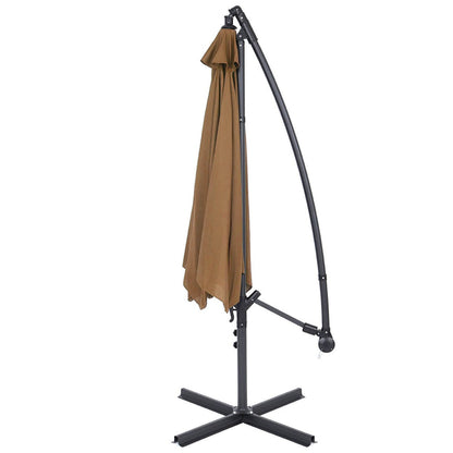 Hängande parasoll 2,7 m Khaki med stativ-2