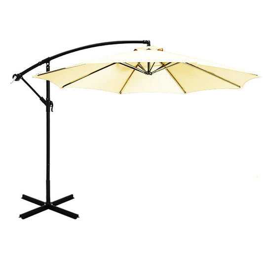 Hängande parasoll med stativ 2,7 m – Cream