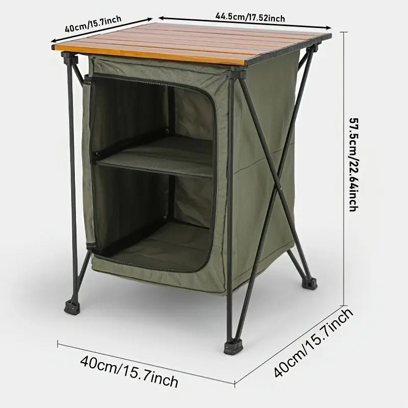 Aluminum storage cabinet and table - Foldable for camping and outdoor use