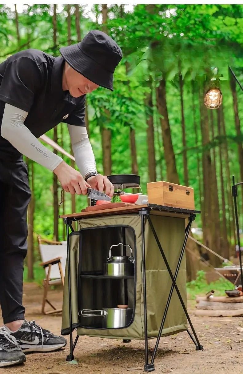 Aluminum storage cabinet and table - Foldable for camping and outdoor use
