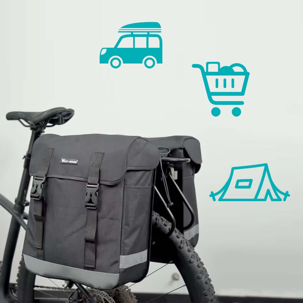 Cykelväska med två sidor 33L rymlig hopfällbar väska finns hos Aktivcamping