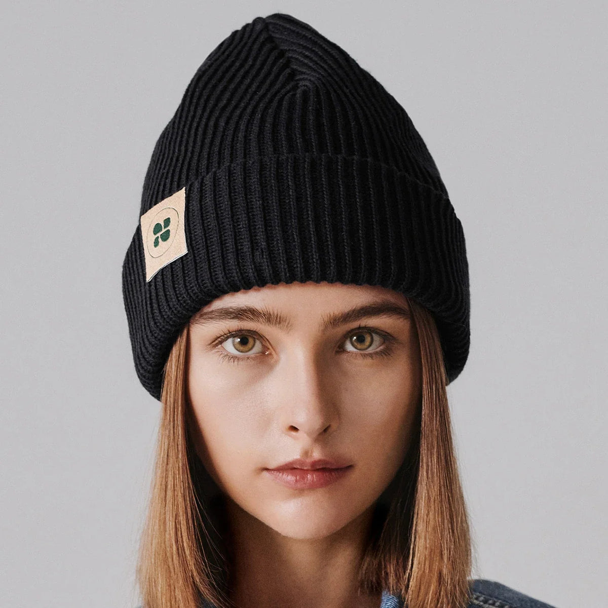 Vinter Vegansk Mössa Svart Varm Tjock Bomull Beanie