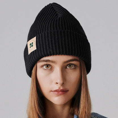 Vinter Vegansk Mössa Svart Varm Tjock Bomull Beanie
