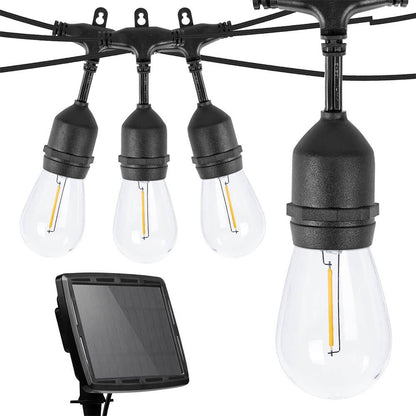 Solcellsslinga utomhus 15m med 15 LED E27-lampor dekorativ belysning