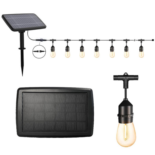 Solcellsslinga utomhus 15m med 15 LED E27-lampor dekorativ belysning