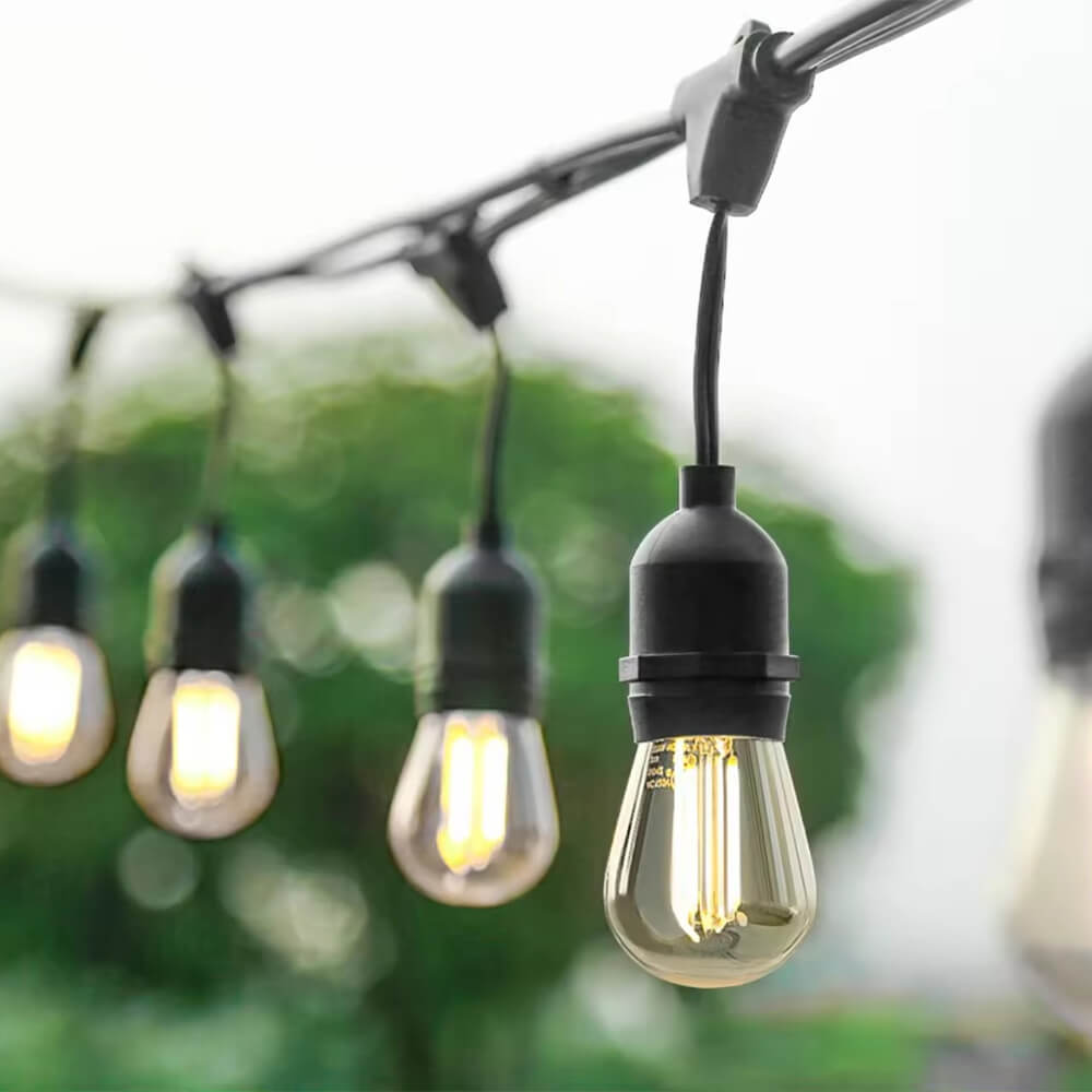Solcellsslinga utomhus 15m med 15 LED E27-lampor dekorativ belysning