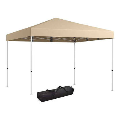 Vattentålig beige paviljong 3x3x2,8 m med bakvägg och fickor finns hos Aktivcamping