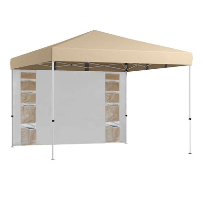 Vattentålig beige paviljong 3x3x2,8 m med bakvägg och fickor finns hos Aktivcamping