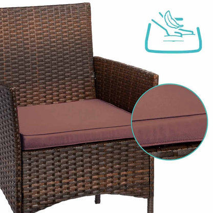 Konstrotting trädgårdsmöbelset med bord, stolar och kuddar