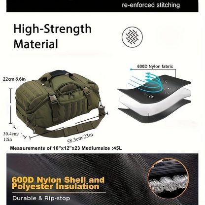 Taktisk Gym Duffel Väska och Ryggsäck 45L Army Grön