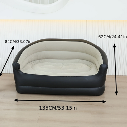 Uppblåsbar 2-personers soffa med fotpump grå PVC ergonomisk design