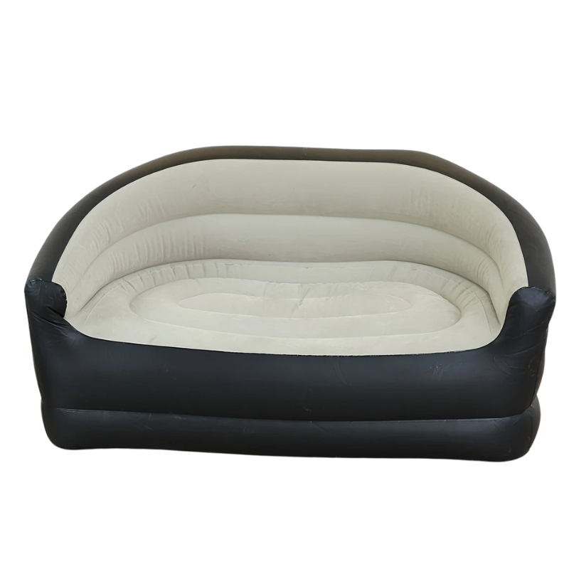 Uppblåsbar 2-personers soffa med fotpump grå PVC ergonomisk design