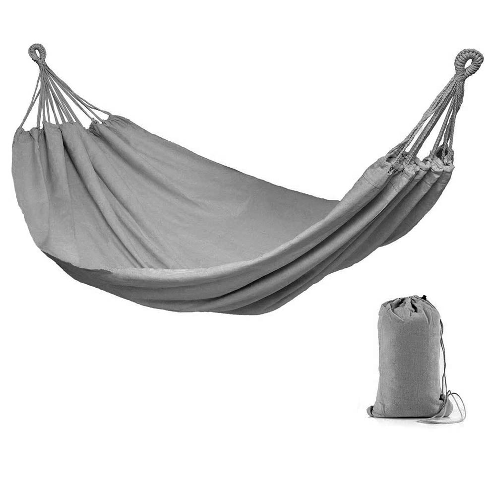 Dubbel Hängmatta Grå 150 cm för Träd och Ställning-0