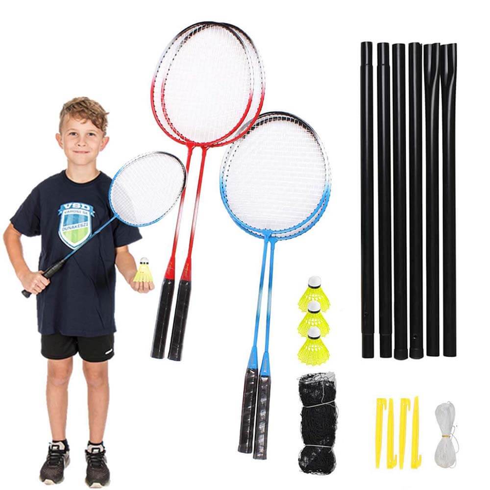 Badmintonset med nät för utomhusspel - Bärbart och lätt att montera finns hos Aktivcamping