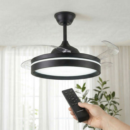 Takfläkt med LED-belysning, 4 infällbara blad och fjärrkontroll InnovaGoods - finns hos Aktivcamping