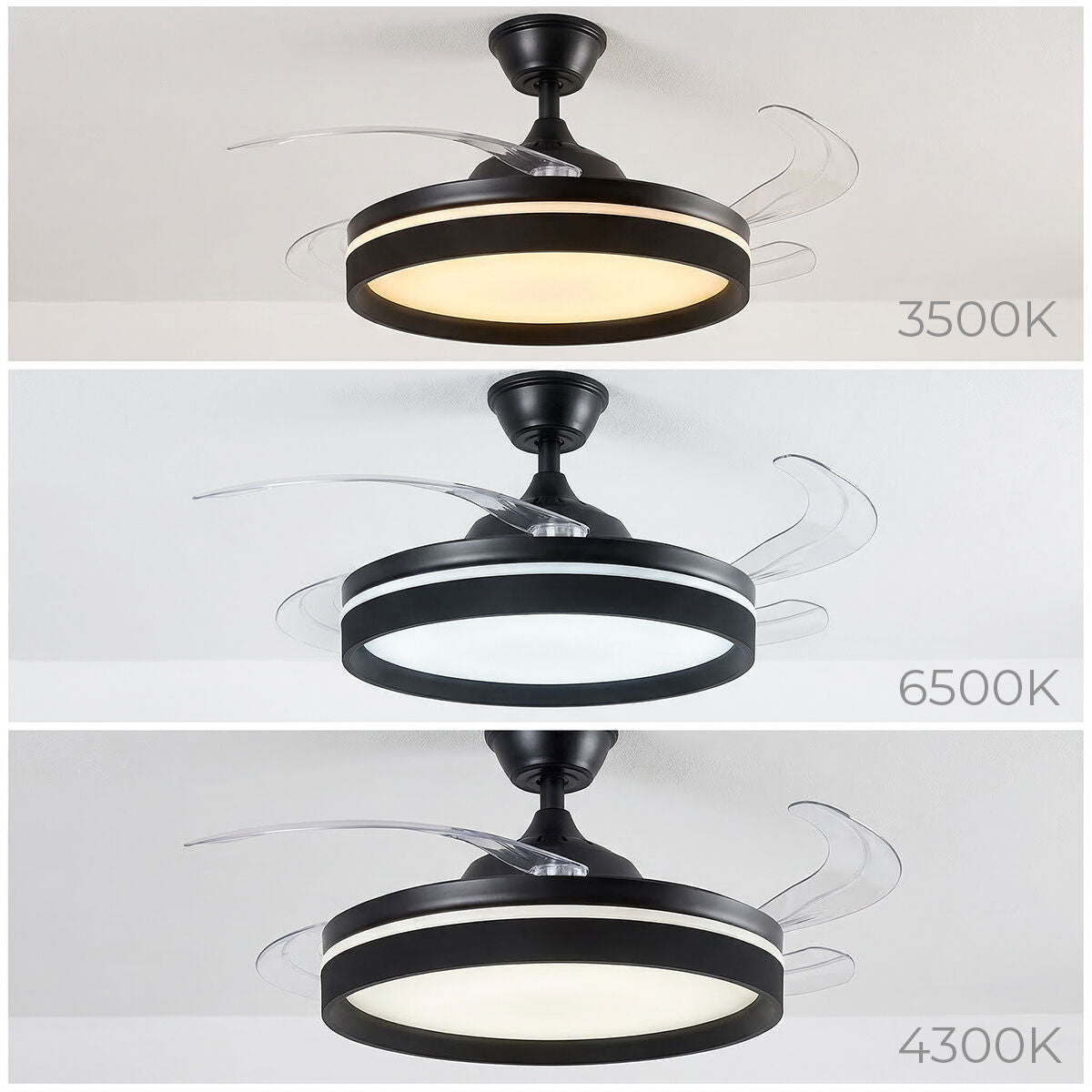 Takfläkt med LED-belysning, 4 infällbara blad och fjärrkontroll InnovaGoods - finns hos Aktivcamping