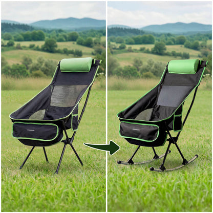 2-i-1 hopfällbar campinggungstol med ficka, kudde och bärväska Trillow InnovaGoods finns hos Aktivcamping