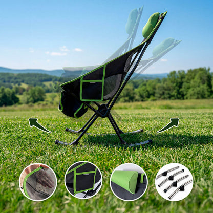 2-i-1 hopfällbar campinggungstol med ficka, kudde och bärväska Trillow InnovaGoods finns hos Aktivcamping