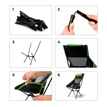 2-i-1 hopfällbar campinggungstol med ficka, kudde och bärväska Trillow InnovaGoods finns hos Aktivcamping
