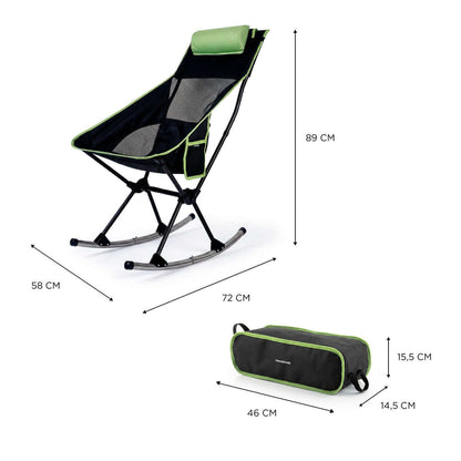 2-i-1 hopfällbar campinggungstol med ficka, kudde och bärväska Trillow InnovaGoods finns hos Aktivcamping