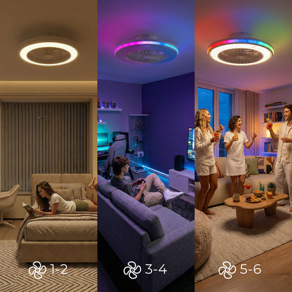 Takfläkt med RGB LED-belysning, dolda blad och fjärrkontroll Nexory InnovaGoods - finns hos Aktivcamping