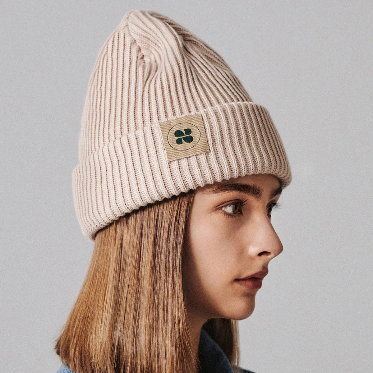 Vinter Vegansk Mössa Beige Varm Tjock Bomull Beanie Outlet
