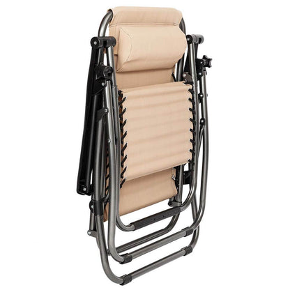 Solstol trädgårdsstol med dryckeshållare 2-pack beige finns hos Aktivcamping