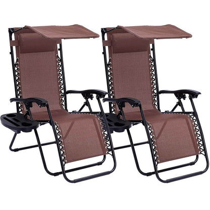Solstol med Solskydd och Kopphållare 2-pack Brun finns hos Aktivcamping