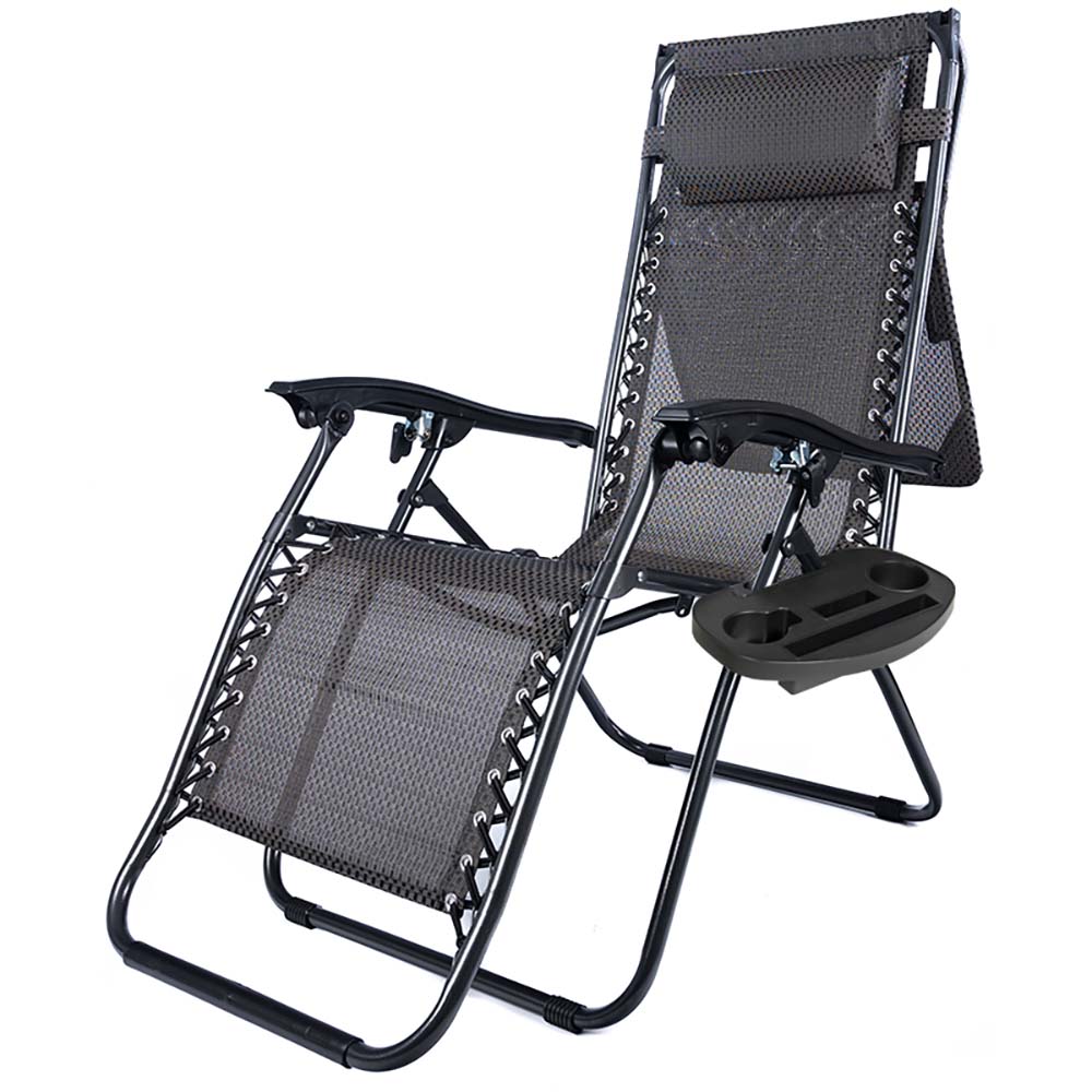 Solstol med solskydd och dryckeshållare 2-pack svart-2