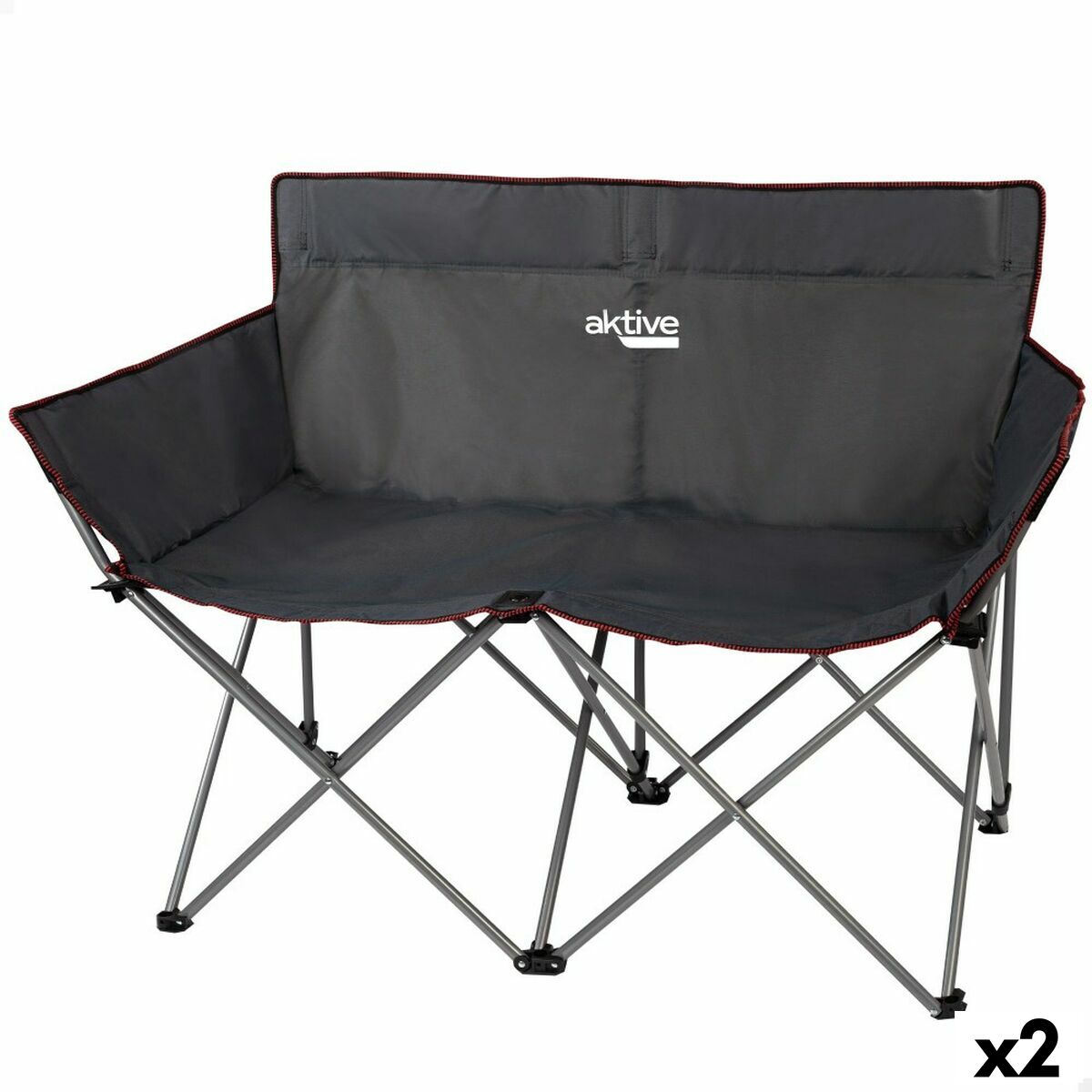2-mans soffa Aktive Svart Hopfällbar 107 x 88 x 63 cm (set om 2st) finns hos Aktivcamping