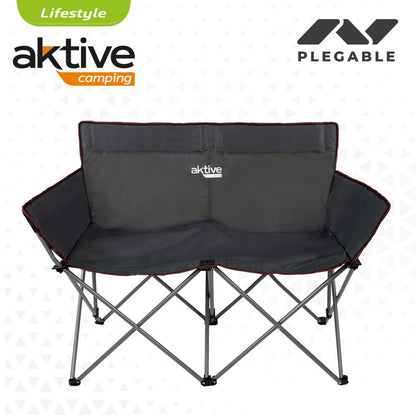 2-mans soffa Aktive Svart Hopfällbar 107 x 88 x 63 cm (set om 2st) finns hos Aktivcamping