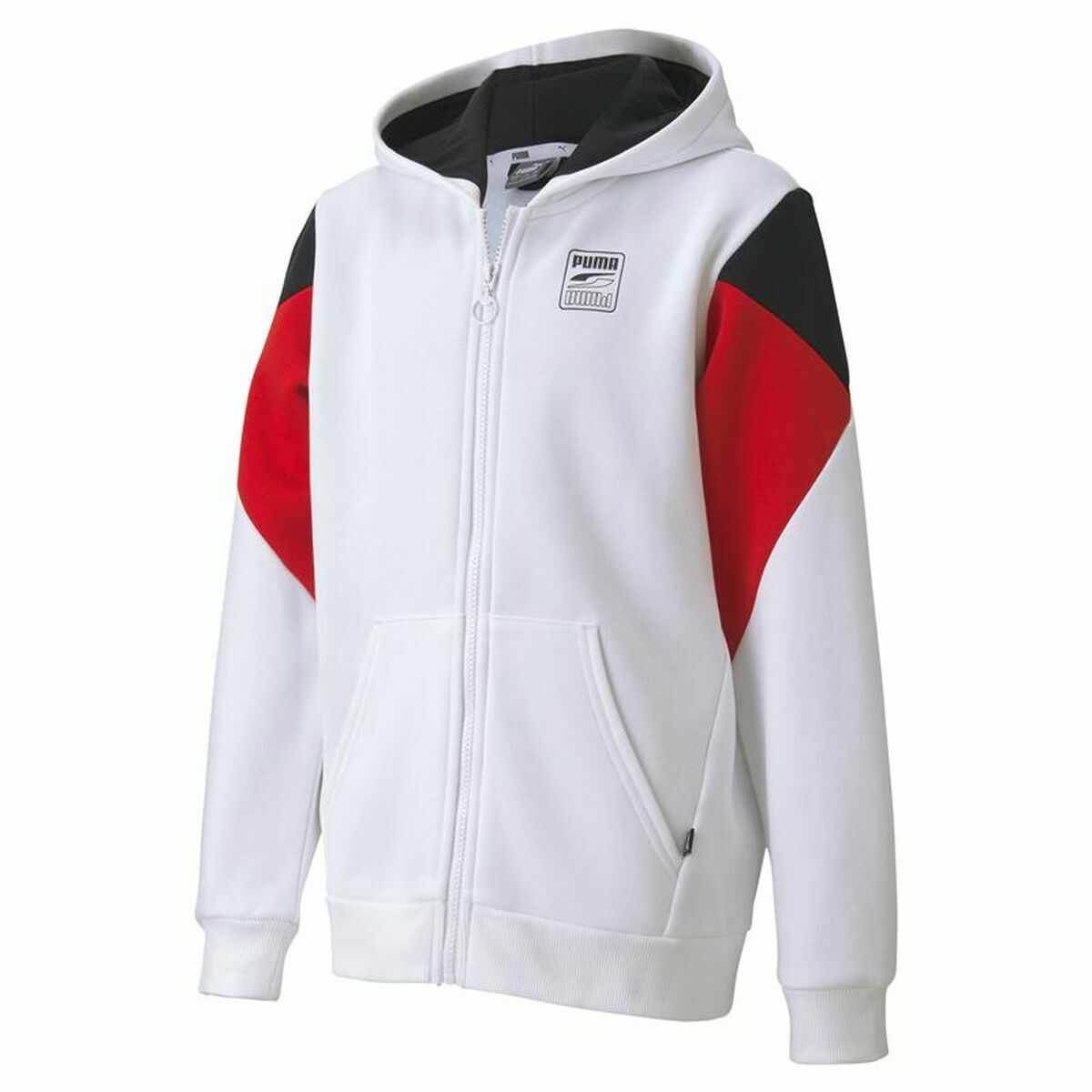 Sports jacket, Kids Rebel Puma Block Full-Zip Hoodie White