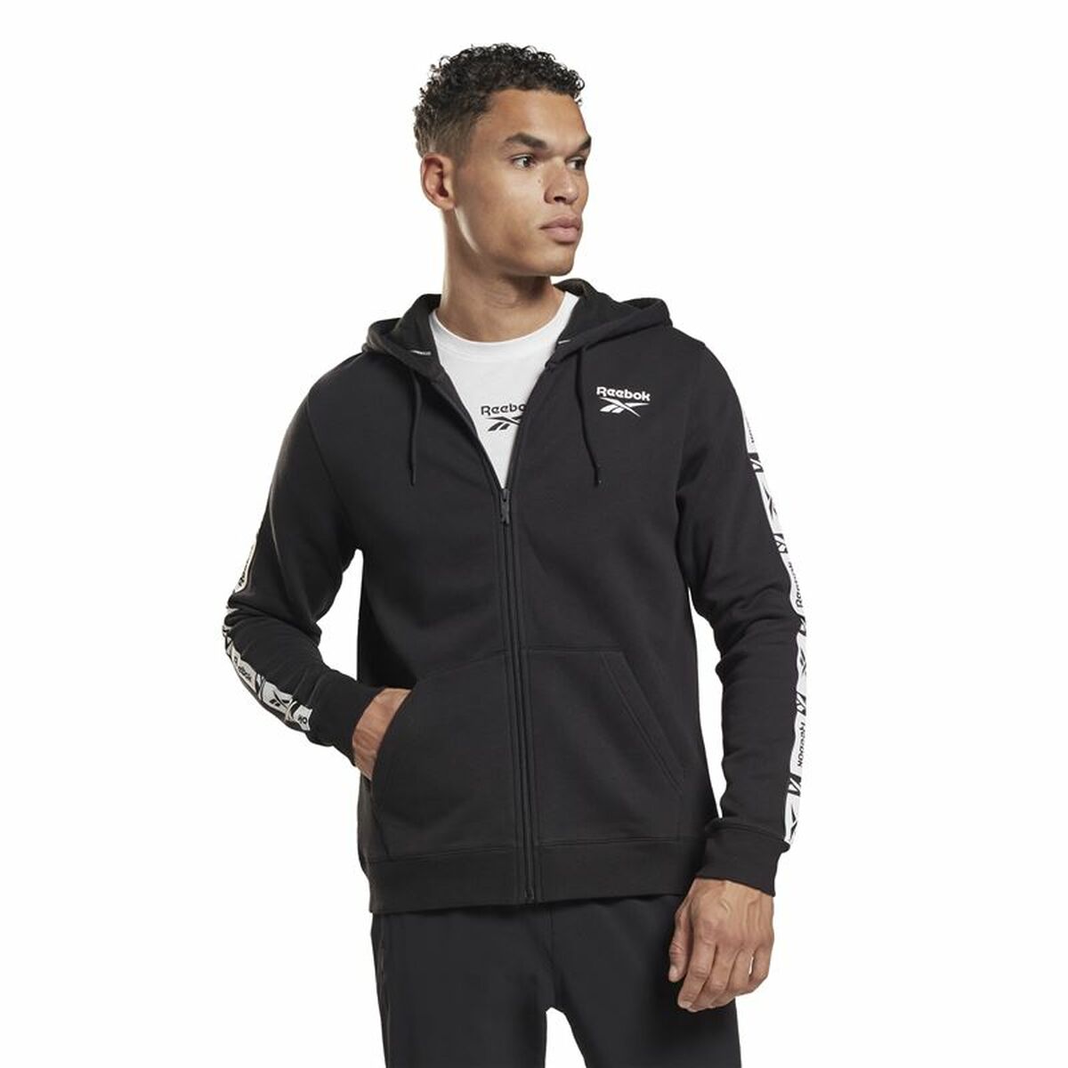 Men's Reebok Identity Tape FZ Training Jacket Black