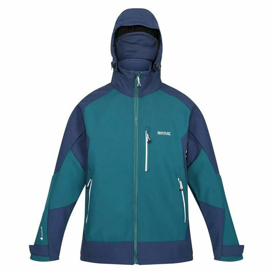 Men's Regatta Hewitts VII Blue Green Hooded Training Jacket