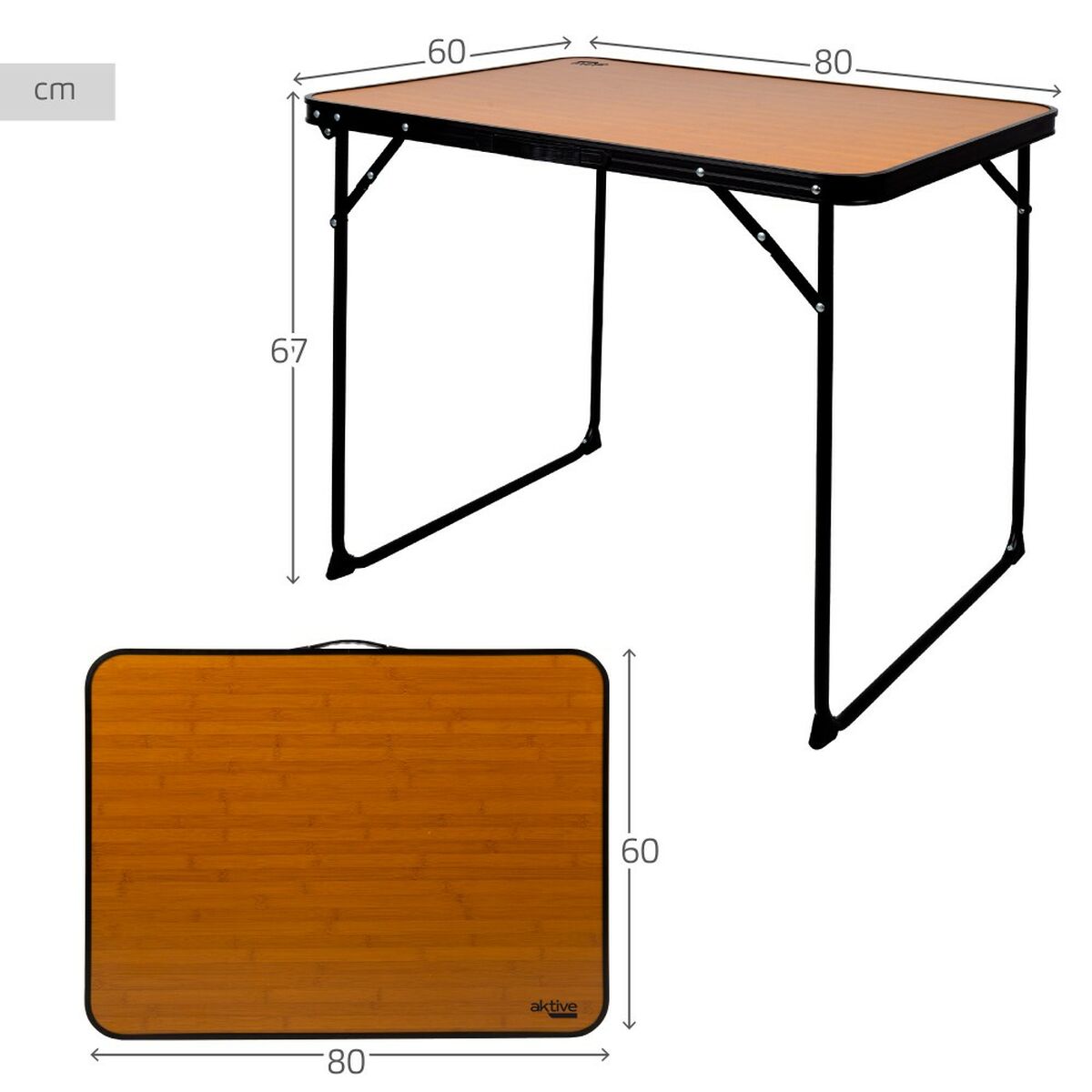 Fällbord Aktive Camping Bambu 80 x 67 x 60 cm