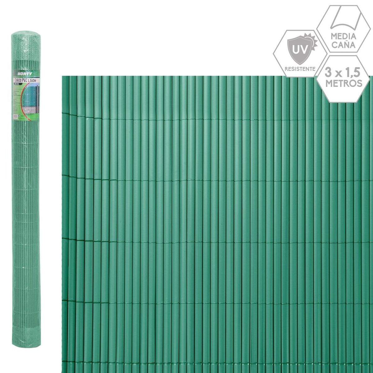 Privacy screen Rattan Green PVC Plastic 3 x 1.5 cm