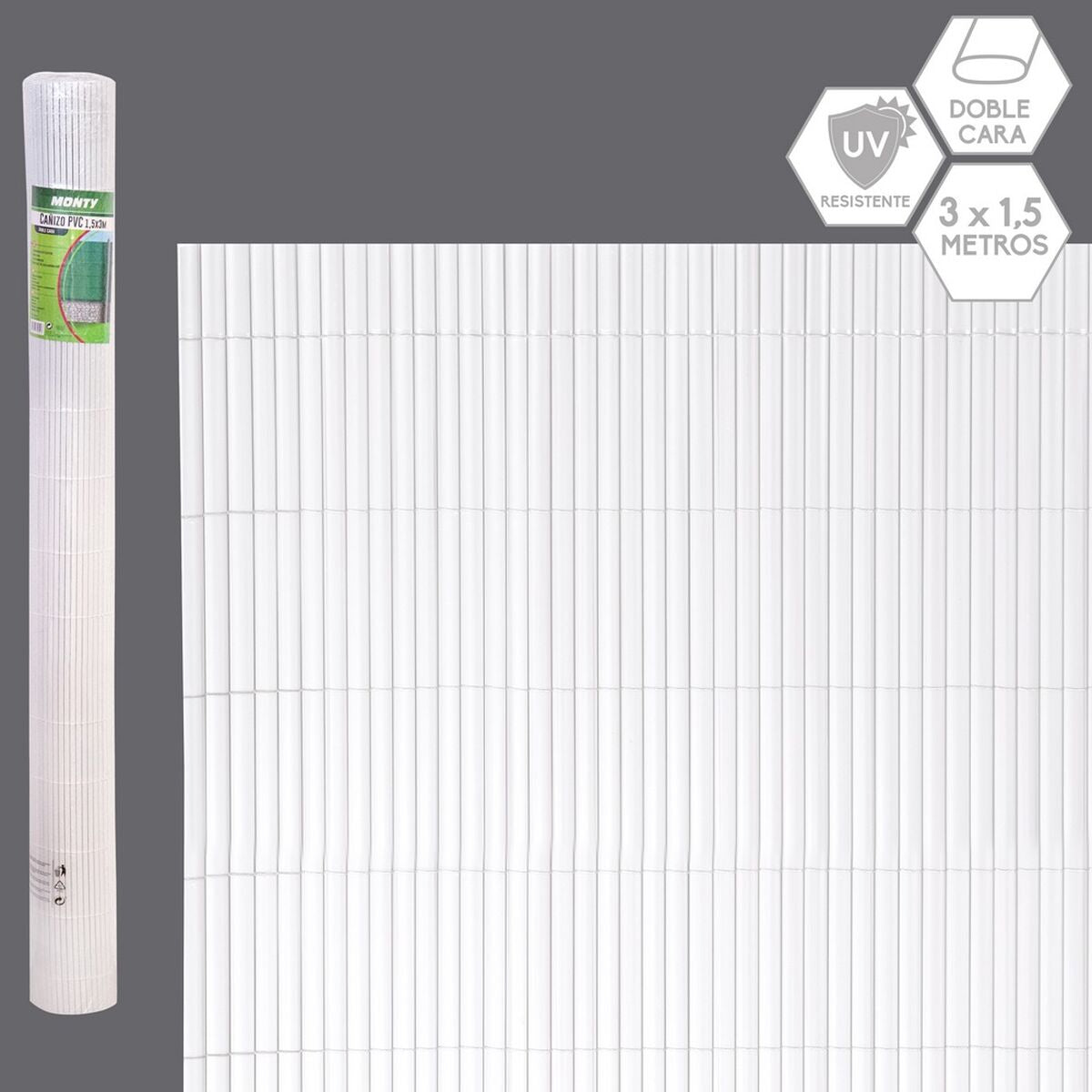 Privacy screen Rattan White PVC 1 x 300 x 150 cm