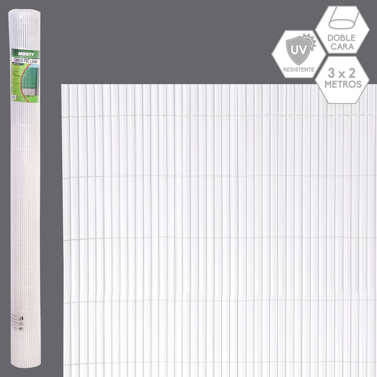 Privacy screen Rattan White PVC 1 x 300 x 200 cm