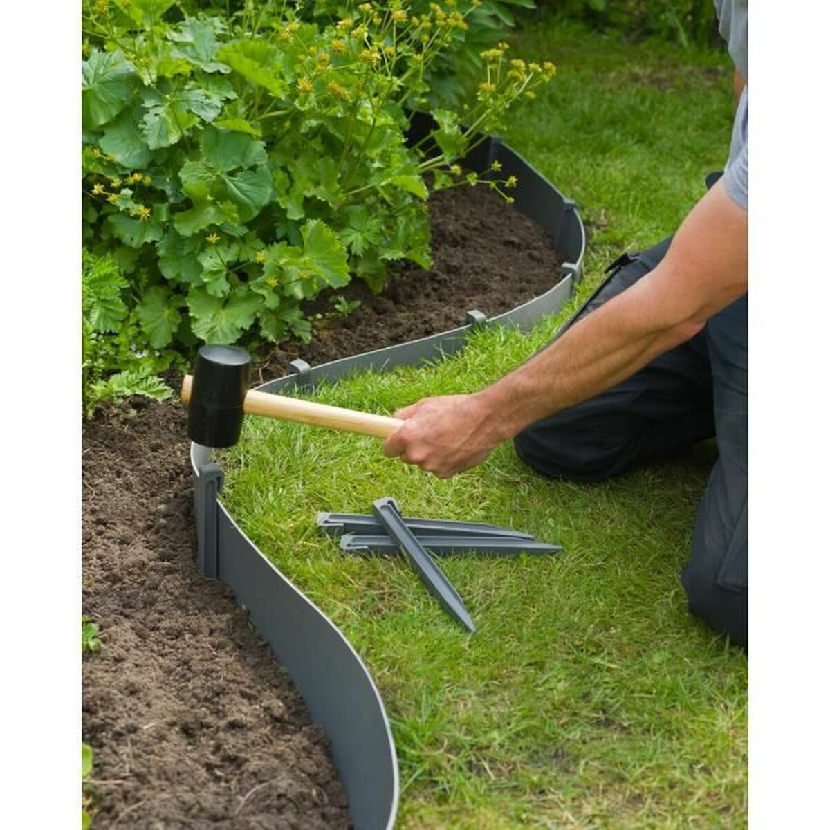 Nails for flowerbed edging Nature Grey polypropylene Plastic