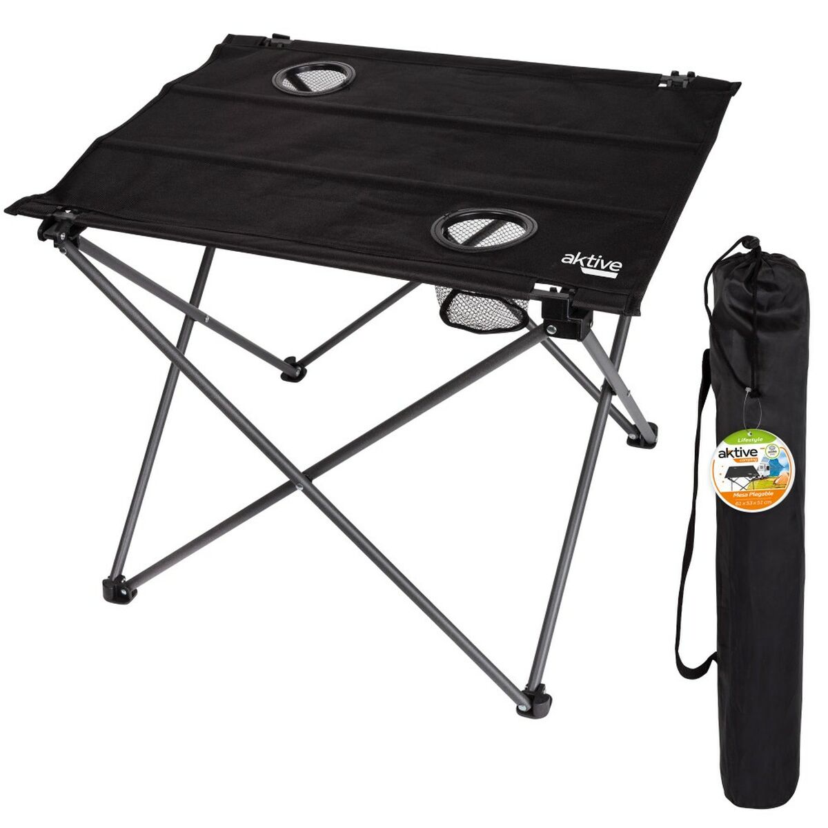 Fällbord Aktive Svart Textil 61 x 51 x 50 cm (4 antal) finns hos Aktivcamping
