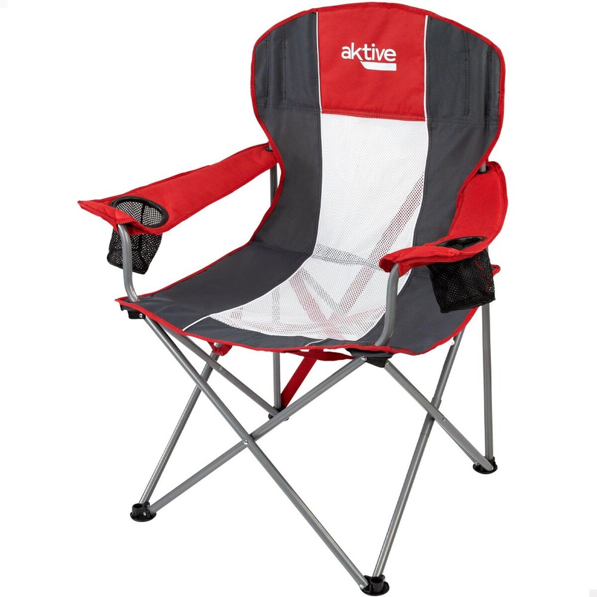 Hopfällbar campingstol Aktive Mörkgrå Röd 56 x 98 x 59 cm (4 antal) finns hos Aktivcamping