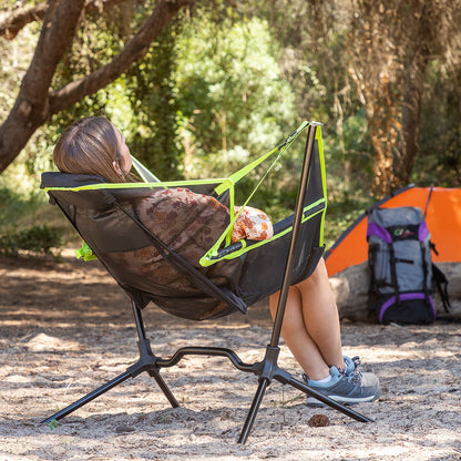 Hopfällbar campingstol med gungfunktion Kamprock InnovaGoods finns hos Aktivcamping