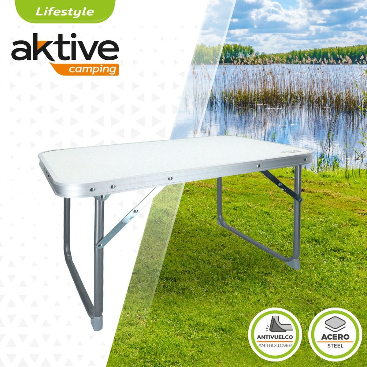 Folding table Aktive White 60 x 40 x 40 cm (4 pieces)