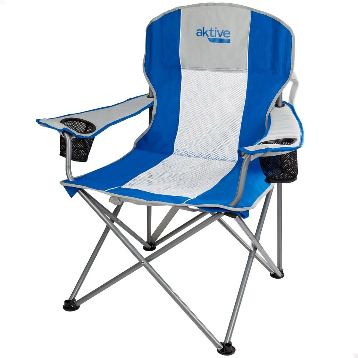 Folding camping chair Aktive Blue Grey 57 x 97 x 60 cm (4 pieces)