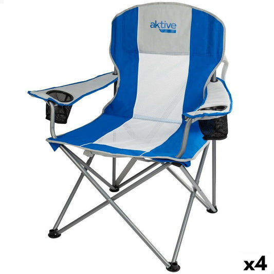 Folding camping chair Aktive Blue Grey 57 x 97 x 60 cm (4 pieces)