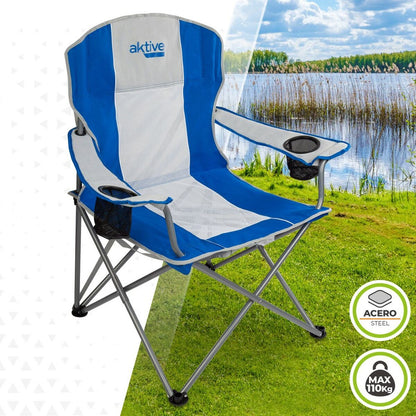 Folding camping chair Aktive Blue Grey 57 x 97 x 60 cm (4 pieces)